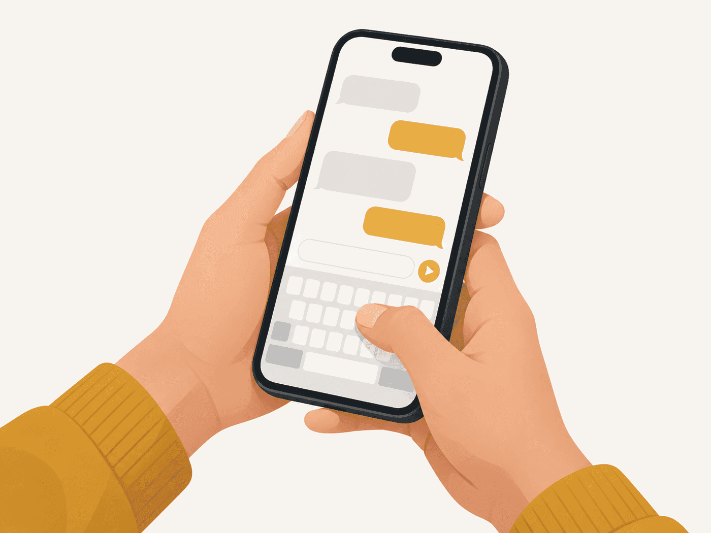 Persona escribiendo un mensaje de WhatsApp desde su celular