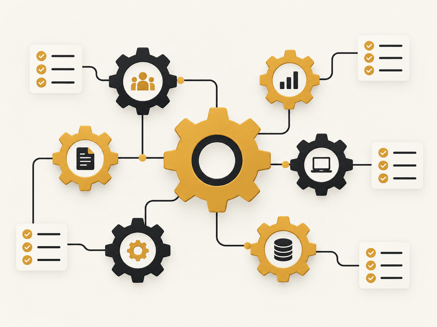 Diagrama de procesos de negocio conectados y automatizados